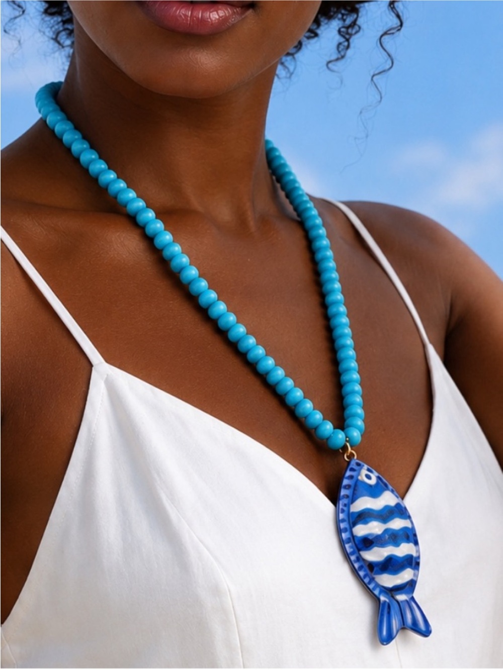 New! Coastal Blue Beaded Preppy Dopamine Necklace NWOT 5020